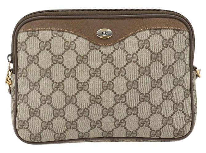 Borsa a Spalla GUCCI GG Supreme PVC Beige Oro 97 02 068 Auth 182397 D'oro - vista 2