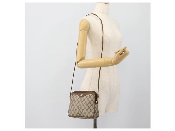 Borsa a Spalla GUCCI GG Supreme PVC Beige Oro 97 02 068 Auth 182397 D'oro - vista 20