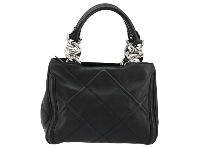 Borsa a mano Salvatore Ferragamo in pelle nera argento Auth 178908A Nero - vista 2