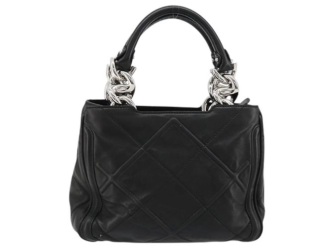 Borsa a mano Salvatore Ferragamo in pelle nera argento Auth 178908A Nero - vista 3