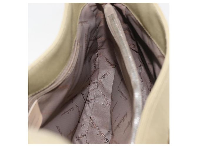Borsa a tracolla Salvatore Ferragamo Gancini in tela beige e argento Auth BA13175 - vista 20