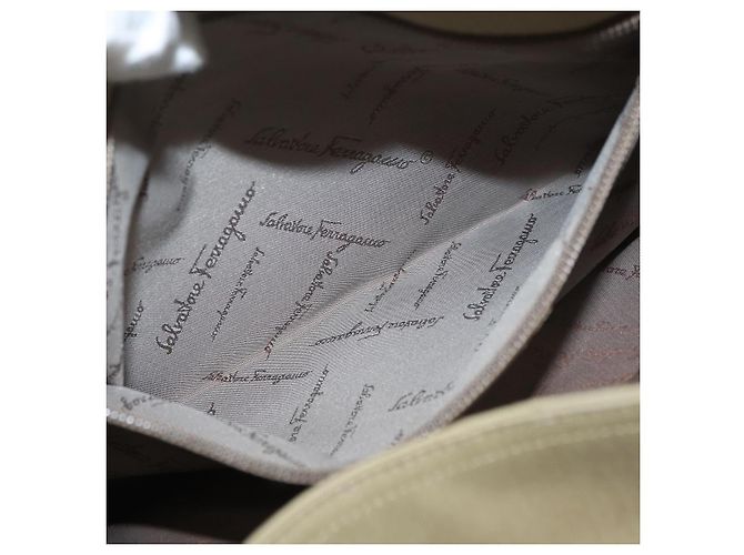 Borsa a tracolla Salvatore Ferragamo Gancini in tela beige e argento Auth BA13175 - vista 28