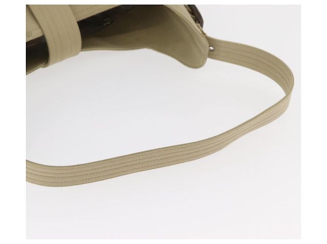 Borsa a tracolla Salvatore Ferragamo Gancini in tela beige e argento Auth BA13175 - vista 8