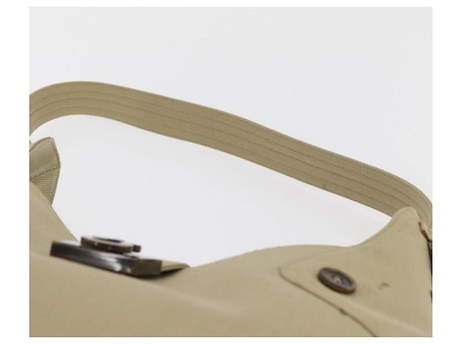 Borsa a tracolla Salvatore Ferragamo Gancini in tela beige e argento Auth BA13175 - vista 9