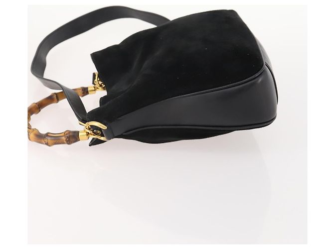 Borsa a Spalla GUCCI Bamboo Suede 2way Nero Oro 001 2404 1638 0 Auth 180224 D'oro - vista 5