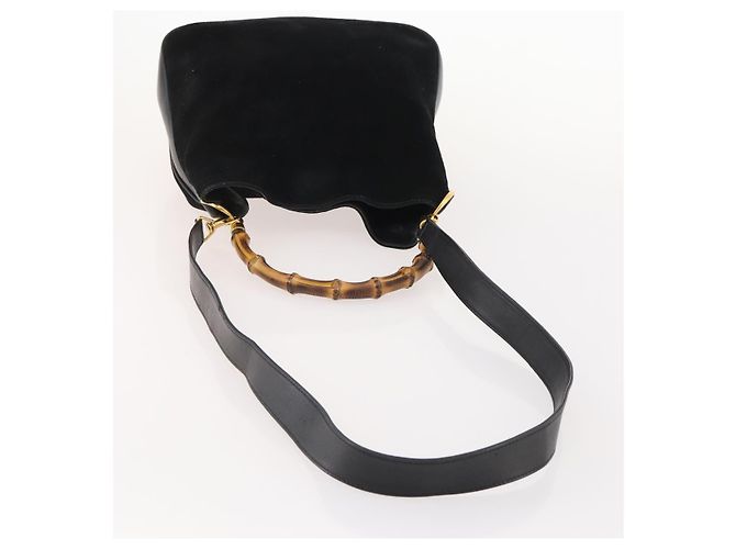 Borsa a Spalla GUCCI Bamboo Suede 2way Nero Oro 001 2404 1638 0 Auth 180224 D'oro - vista 7