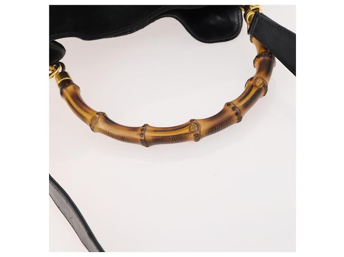 Borsa a Spalla GUCCI Bamboo Suede 2way Nero Oro 001 2404 1638 0 Auth 180224 D'oro - vista 9