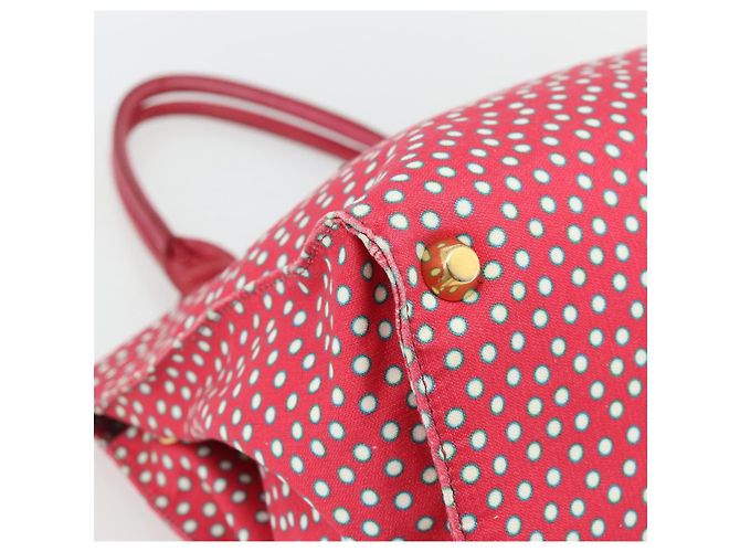 Borsa Tote Miu Miu Canvas Gold Red Auth 182084A Rosso D'oro - vista 11
