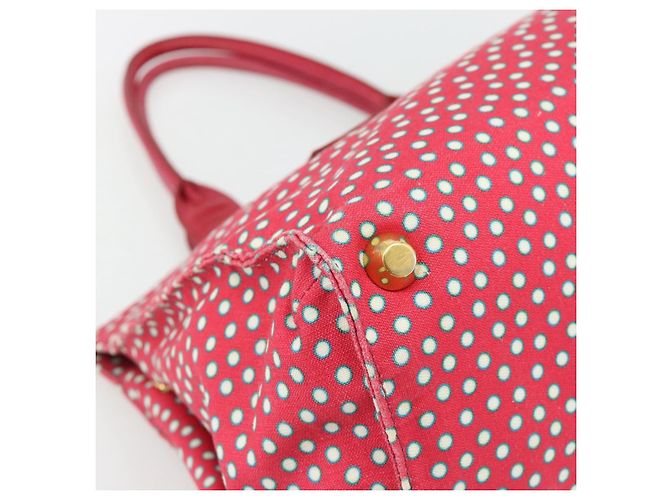 Borsa Tote Miu Miu Canvas Gold Red Auth 182084A Rosso D'oro - vista 13