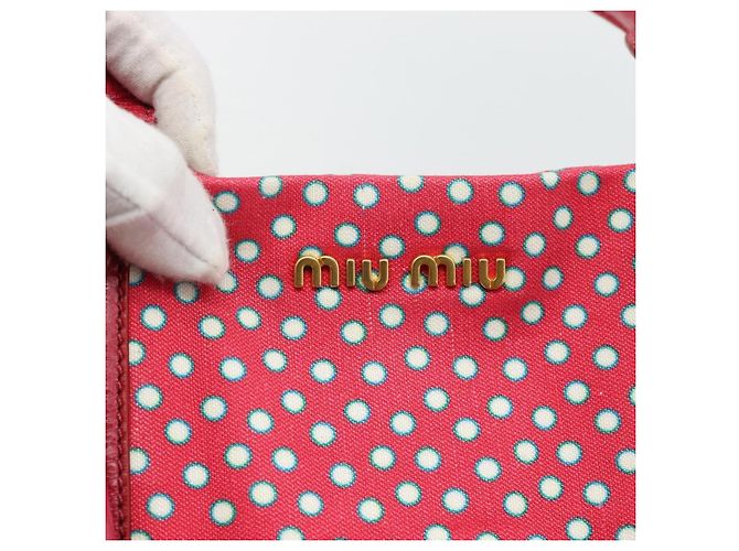 Borsa Tote Miu Miu Canvas Gold Red Auth 182084A Rosso D'oro - vista 14