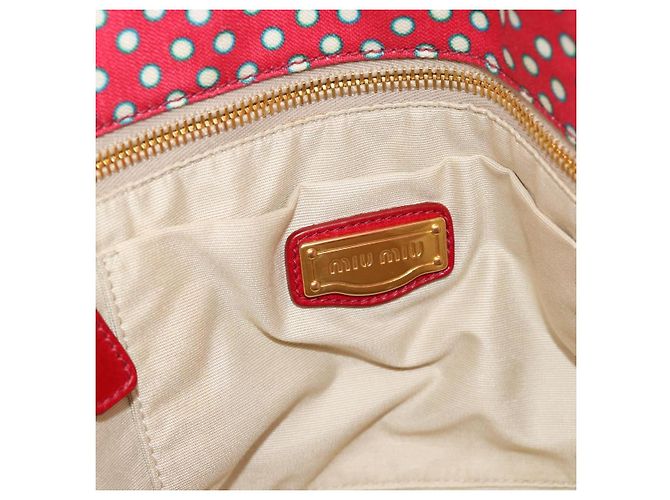 Borsa Tote Miu Miu Canvas Gold Red Auth 182084A Rosso D'oro - vista 15