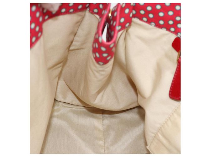 Borsa Tote Miu Miu Canvas Gold Red Auth 182084A Rosso D'oro - vista 18