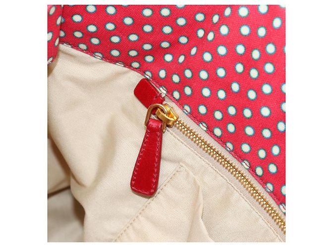 Borsa Tote Miu Miu Canvas Gold Red Auth 182084A Rosso D'oro - vista 19
