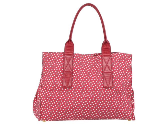 Borsa Tote Miu Miu Canvas Gold Red Auth 182084A Rosso D'oro - vista 3
