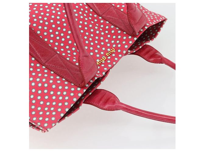 Borsa Tote Miu Miu Canvas Gold Red Auth 182084A Rosso D'oro - vista 6
