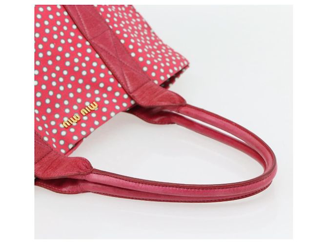 Borsa Tote Miu Miu Canvas Gold Red Auth 182084A Rosso D'oro - vista 7