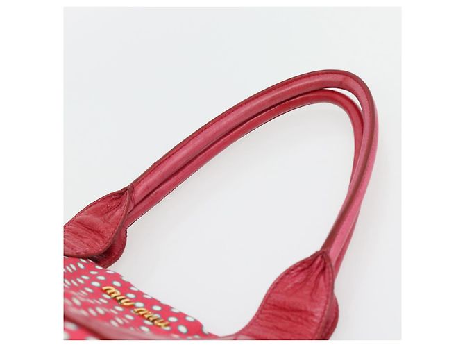 Borsa Tote Miu Miu Canvas Gold Red Auth 182084A Rosso D'oro - vista 8