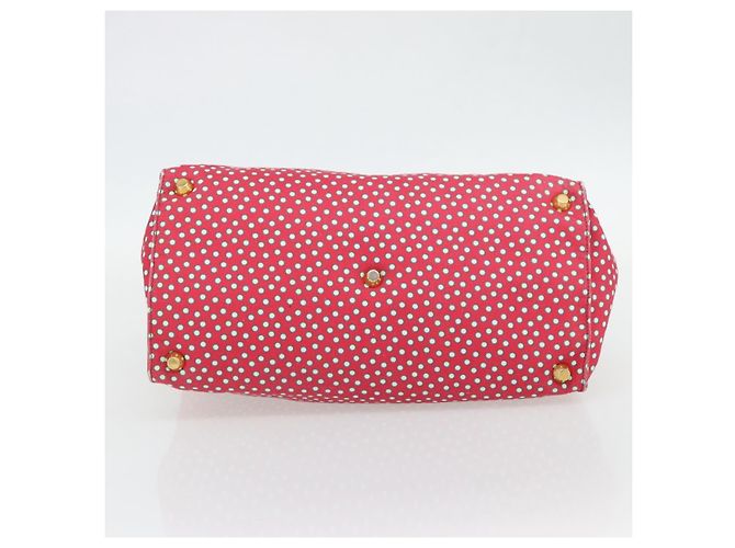 Borsa Tote Miu Miu Canvas Gold Red Auth 182084A Rosso D'oro - vista 9