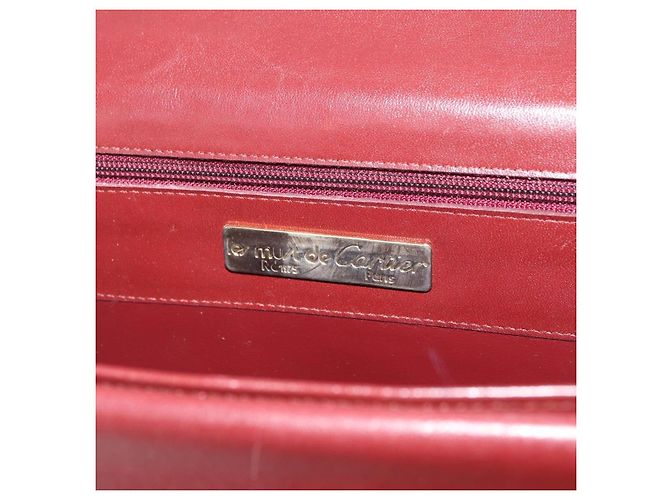 CARTIER Must Line Schultertasche Leder Bordeaux Gold Auth 182486 Golden - Ansicht 15