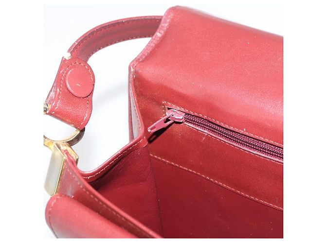 CARTIER Must Line Schultertasche Leder Bordeaux Gold Auth 182486 Golden - Ansicht 19