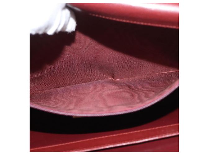 CARTIER Must Line Schultertasche Leder Bordeaux Gold Auth 182486 Golden - Ansicht 20