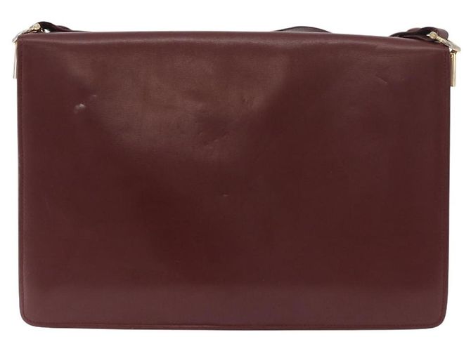 CARTIER Must Line Schultertasche Leder Bordeaux Gold Auth 182486 Golden - Ansicht 3