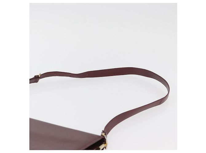 CARTIER Must Line Schultertasche Leder Bordeaux Gold Auth 182486 Golden - Ansicht 8