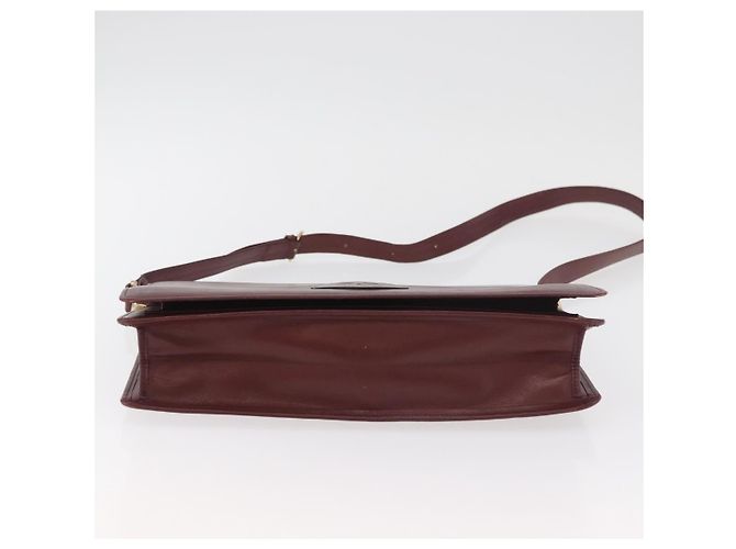 CARTIER Must Line Schultertasche Leder Bordeaux Gold Auth 182486 Golden - Ansicht 9