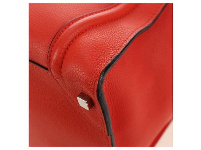 Céline CELINE Luggage Mini Shopper Handtasche Leder Orange Silber Authentisch 181473SAM - Ansicht 13