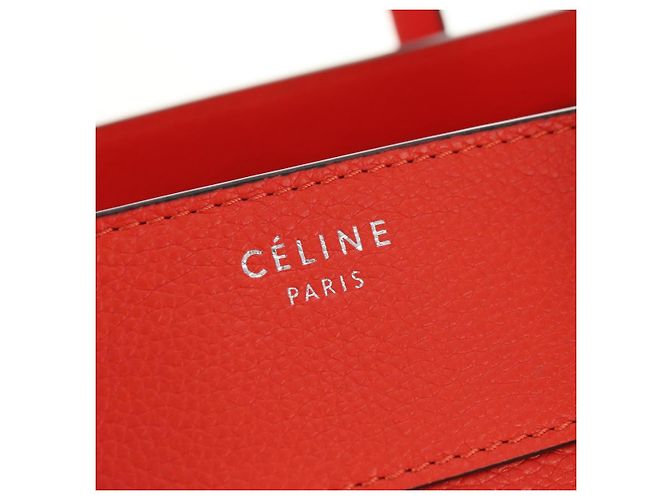 Céline CELINE Luggage Mini Shopper Handtasche Leder Orange Silber Authentisch 181473SAM - Ansicht 14