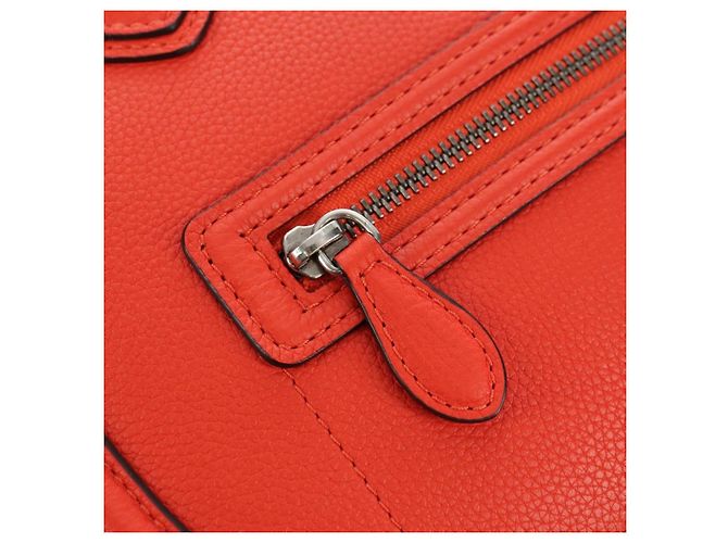 Céline CELINE Luggage Mini Shopper Handtasche Leder Orange Silber Authentisch 181473SAM - Ansicht 15