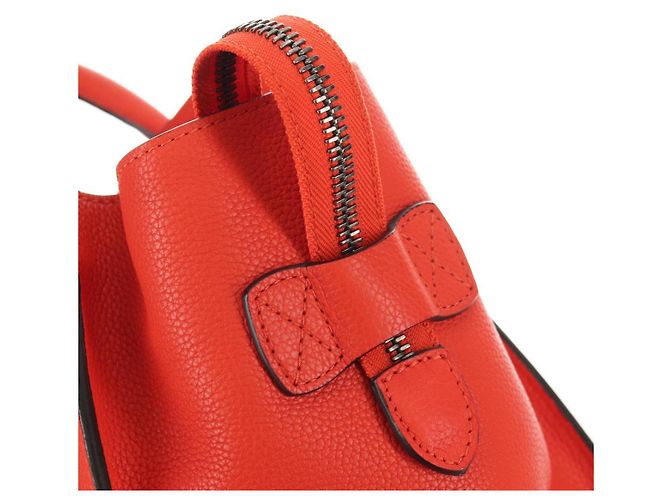 Céline CELINE Luggage Mini Shopper Handtasche Leder Orange Silber Authentisch 181473SAM - Ansicht 16