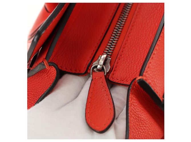 Céline CELINE Luggage Mini Shopper Handtasche Leder Orange Silber Authentisch 181473SAM - Ansicht 17