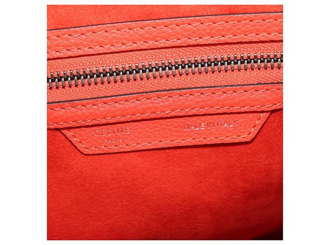 Céline CELINE Luggage Mini Shopper Handtasche Leder Orange Silber Authentisch 181473SAM - Ansicht 18