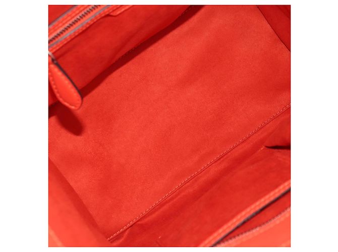 Céline CELINE Luggage Mini Shopper Handtasche Leder Orange Silber Authentisch 181473SAM - Ansicht 19