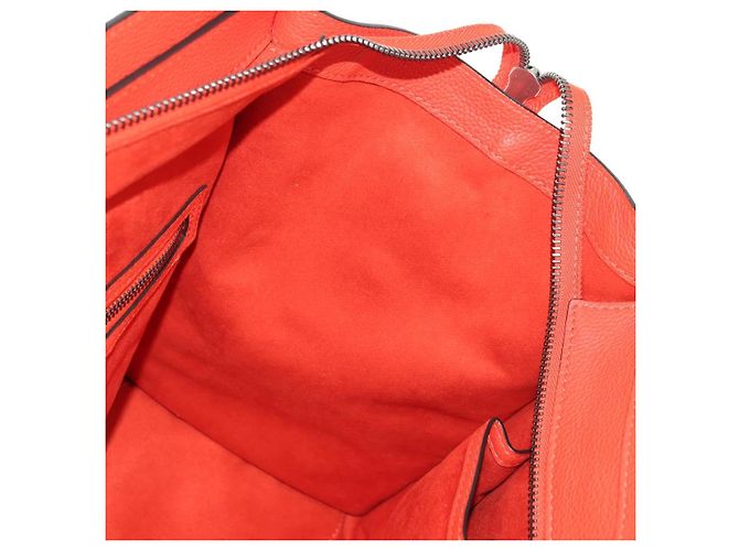 Céline CELINE Luggage Mini Shopper Handtasche Leder Orange Silber Authentisch 181473SAM - Ansicht 20