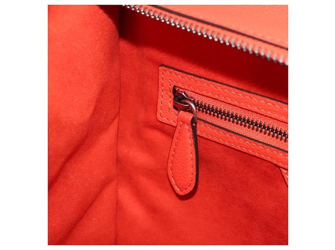 Céline CELINE Luggage Mini Shopper Handtasche Leder Orange Silber Authentisch 181473SAM - Ansicht 23