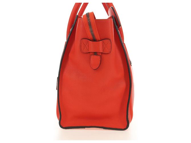 Céline CELINE Luggage Mini Shopper Handtasche Leder Orange Silber Authentisch 181473SAM - Ansicht 4