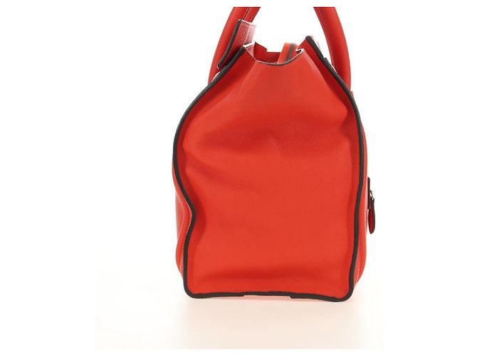Céline CELINE Luggage Mini Shopper Handtasche Leder Orange Silber Authentisch 181473SAM - Ansicht 5