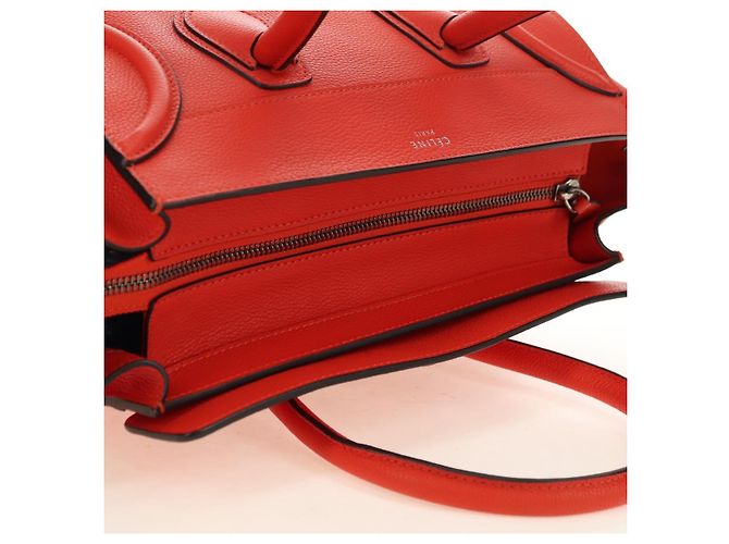 Céline CELINE Luggage Mini Shopper Handtasche Leder Orange Silber Authentisch 181473SAM - Ansicht 6