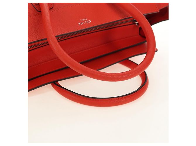 Céline CELINE Luggage Mini Shopper Handtasche Leder Orange Silber Authentisch 181473SAM - Ansicht 7