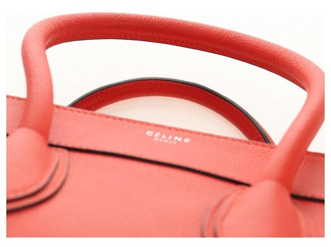 Céline CELINE Luggage Mini Shopper Handtasche Leder Orange Silber Authentisch 181473SAM - Ansicht 8
