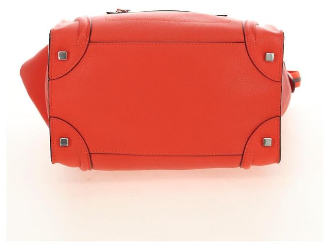 Céline CELINE Luggage Mini Shopper Handtasche Leder Orange Silber Authentisch 181473SAM - Ansicht 9