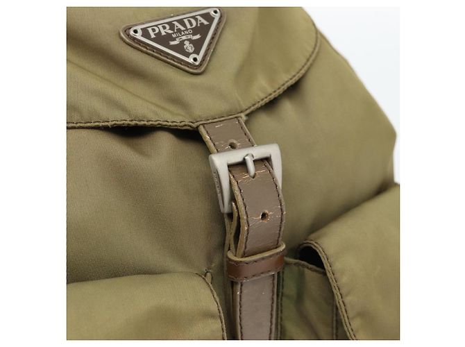 Rucksack PRADA Nylon Khaki Silver Auth 171259 Silber - Ansicht 17