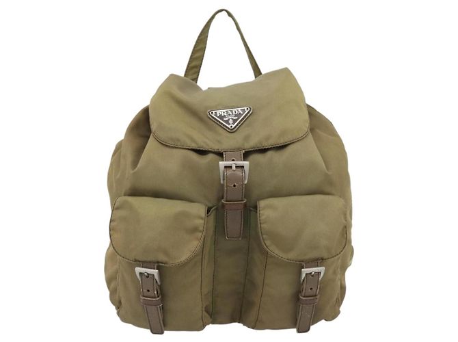 Rucksack PRADA Nylon Khaki Silver Auth 171259 Silber - Ansicht 2