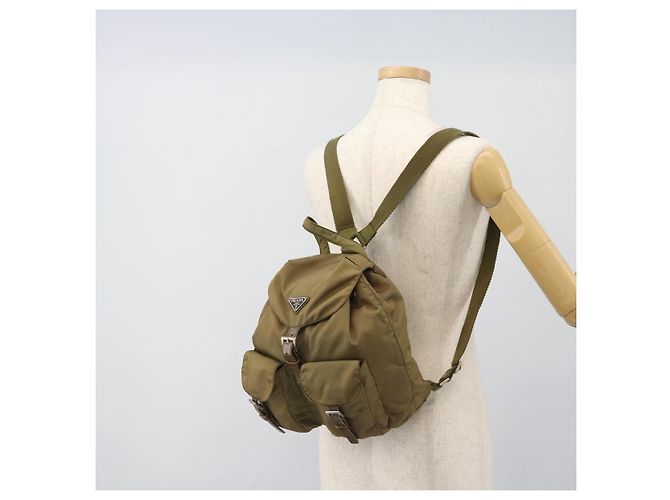 Rucksack PRADA Nylon Khaki Silver Auth 171259 Silber - Ansicht 27