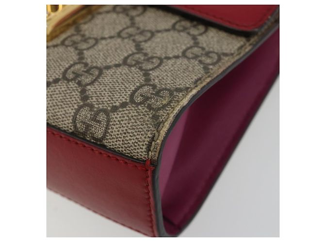 Borsa a tracolla GUCCI GG Supreme PVC Rosso Oro 409487 Auth ka4469 D'oro - vista 10