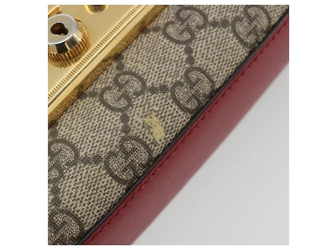 Borsa a tracolla GUCCI GG Supreme PVC Rosso Oro 409487 Auth ka4469 D'oro - vista 14