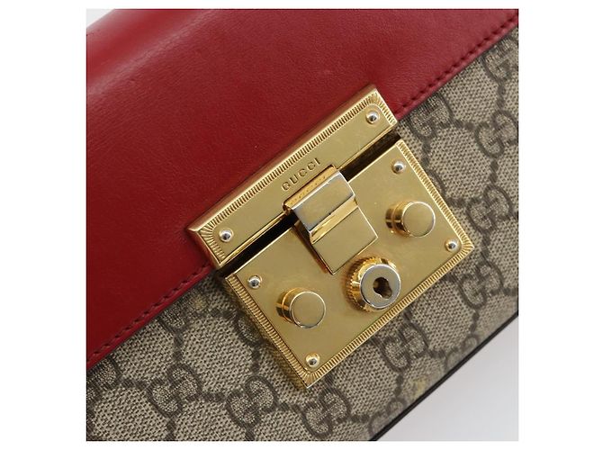 Borsa a tracolla GUCCI GG Supreme PVC Rosso Oro 409487 Auth ka4469 D'oro - vista 15