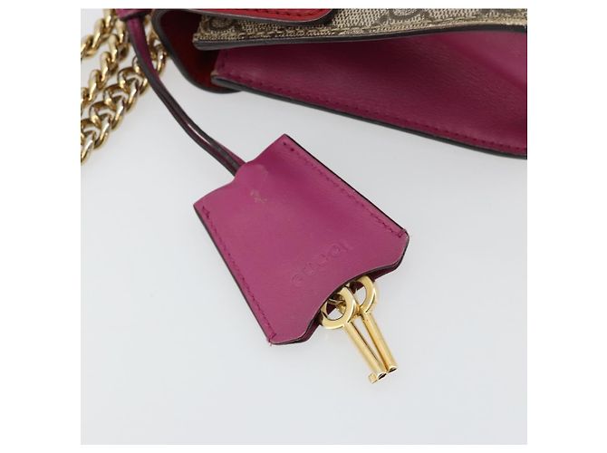 Borsa a tracolla GUCCI GG Supreme PVC Rosso Oro 409487 Auth ka4469 D'oro - vista 16